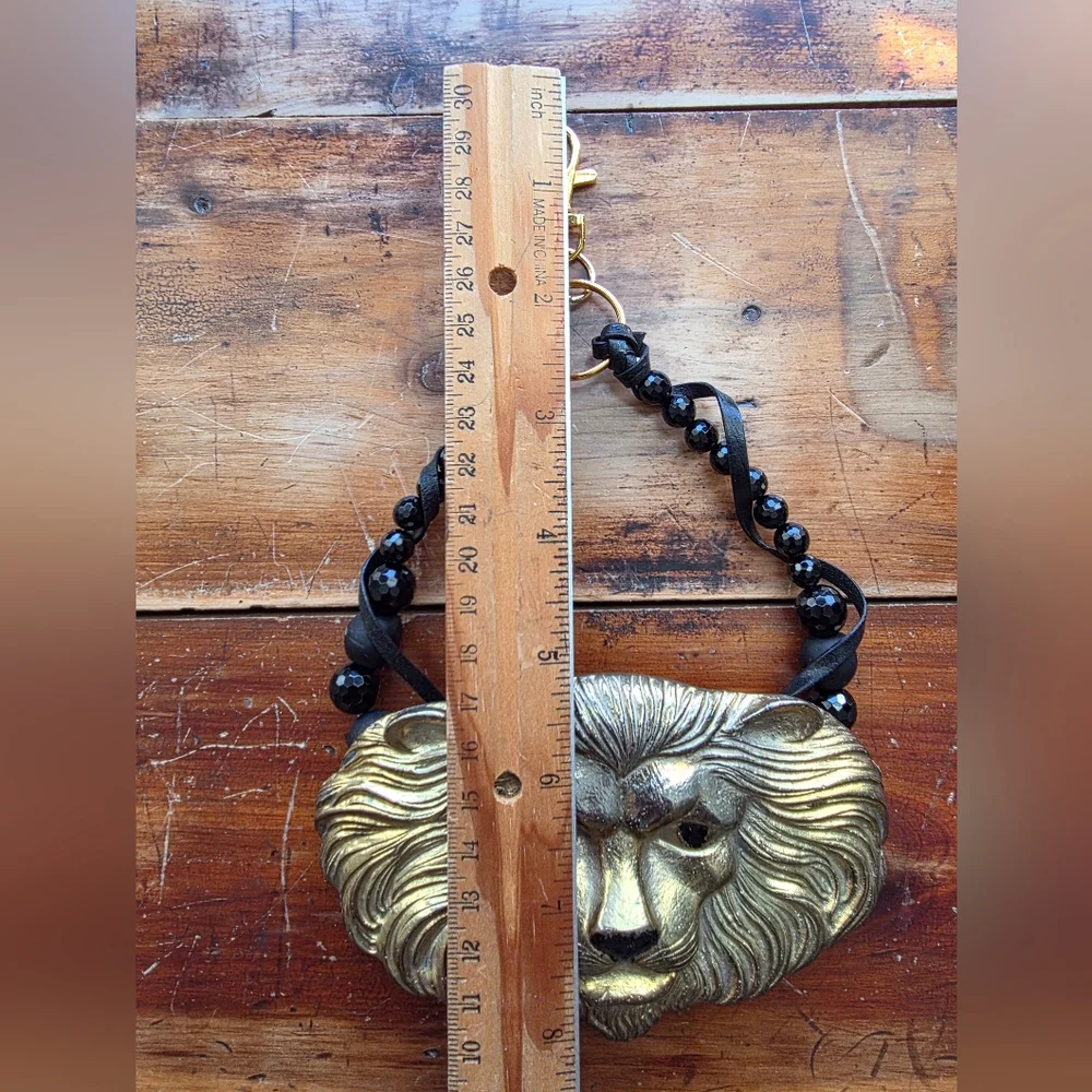 Goldtone Etched Lion Bag Charm - Custom Made - Picture 16 of 16